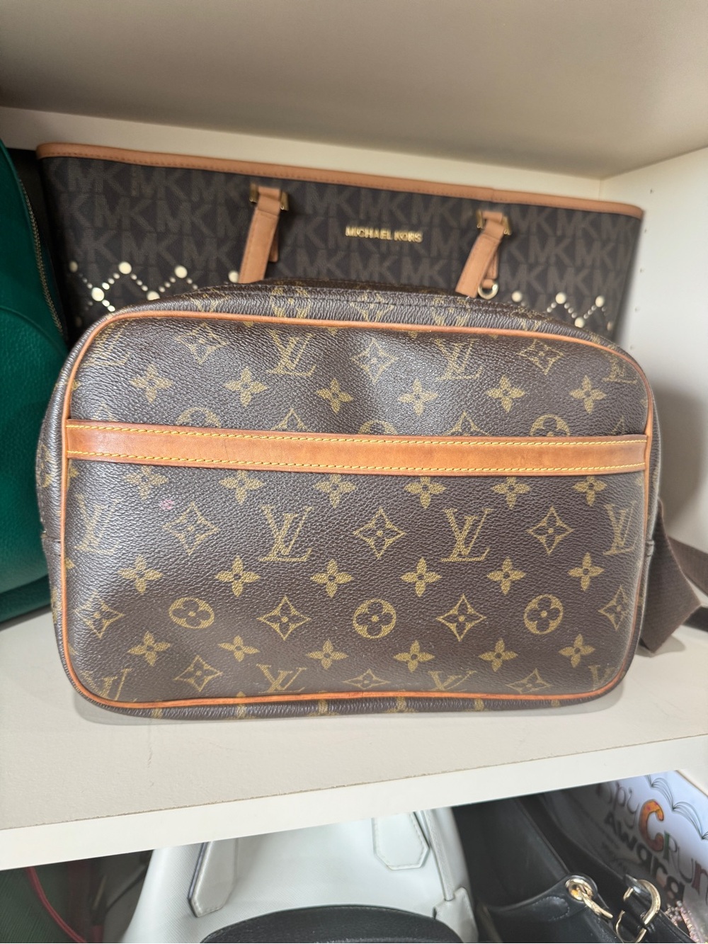 Vintage Louis Vuitton Monogram Canvas Messenger Bag in Brown and Tan